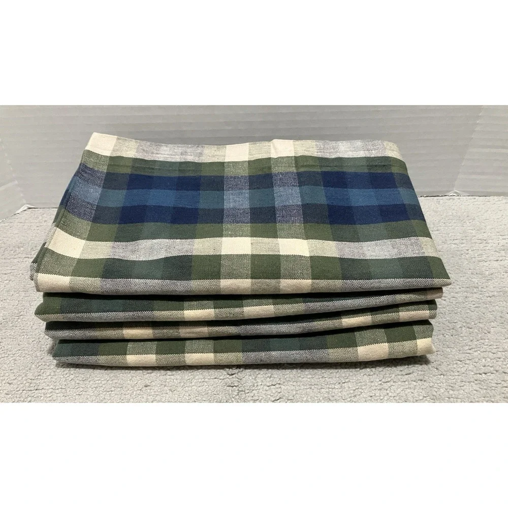 JCPenney Home Valance Bradley Stripe Plaid Valance Woven Cotton Blue Olive Green